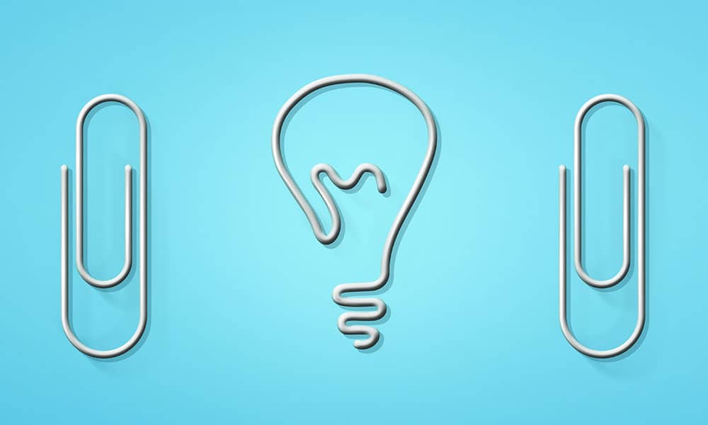 Paperclips made into lightbulb shape