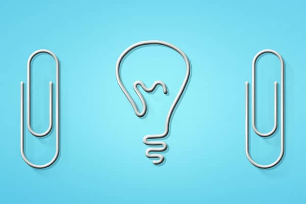 Paperclips made into lightbulb shape