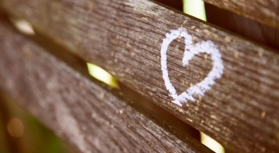 Chalk heart on bench