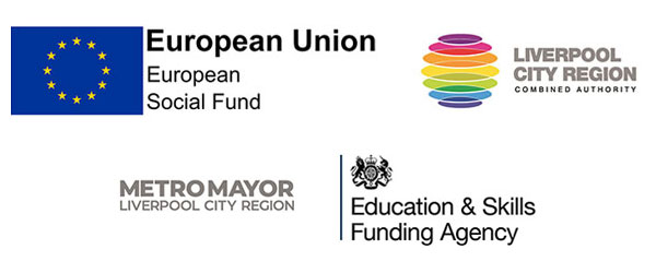 European Union European Social Fund, Liverpool City Region, Metro Mayor, Education & Skills Funding Agency