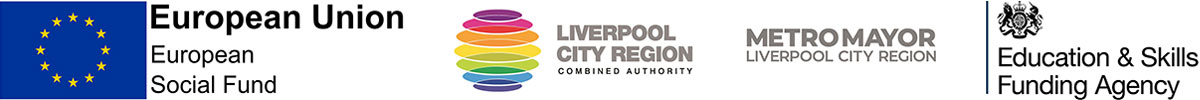 European Union European Social Fund, Liverpool City Region, Metro Mayor, Education & Skills Funding Agency