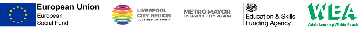 European Union European Social Fund, Liverpool City Region, Metro Mayor, Education & Skills Funding Agency, WEA